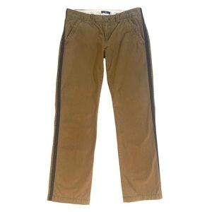 Gap tan khaki pants with black tuxedo stripe